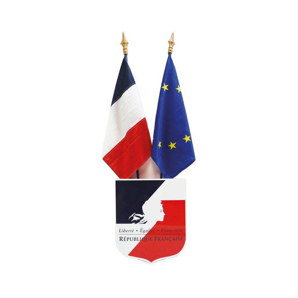 Ecusson porte-drapeaux personnalisé Liberté Egalité Fraternité